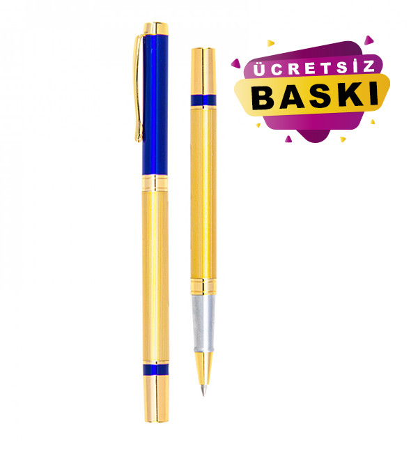 Mavi Renk Metal Roller Promosyon Kalem Firmaya Özel Baskı  1101 Model